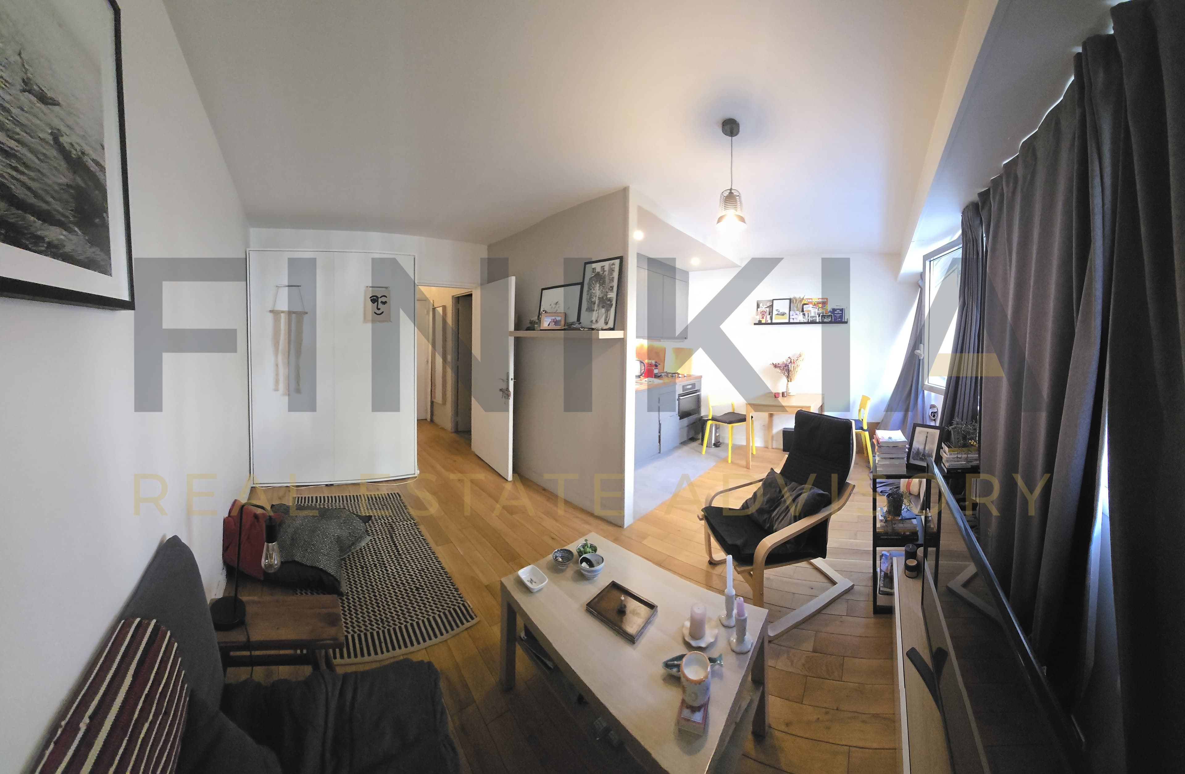 Studio loué meublé, 26,71 m², 2e étage avec ascenseur, cave